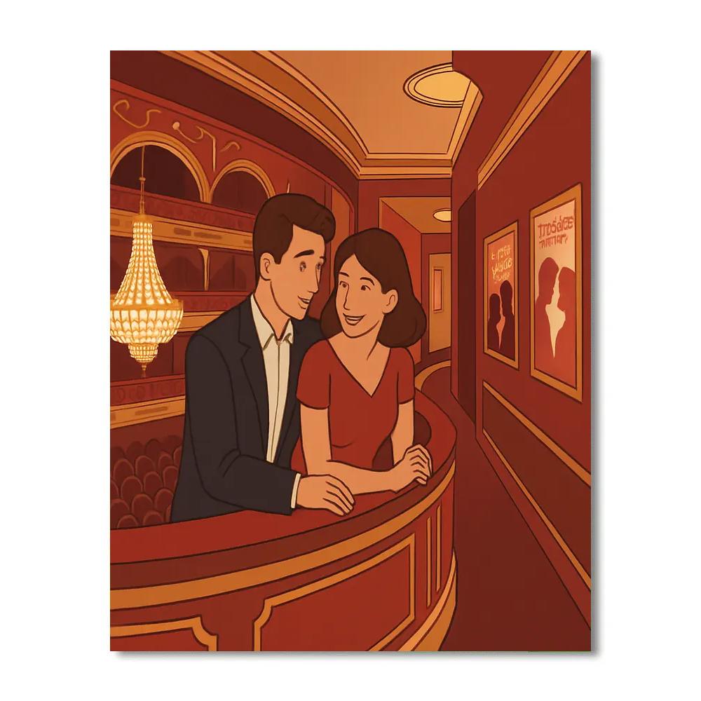 Valentines Day Theater Balcony Intermission Paint by numbers art