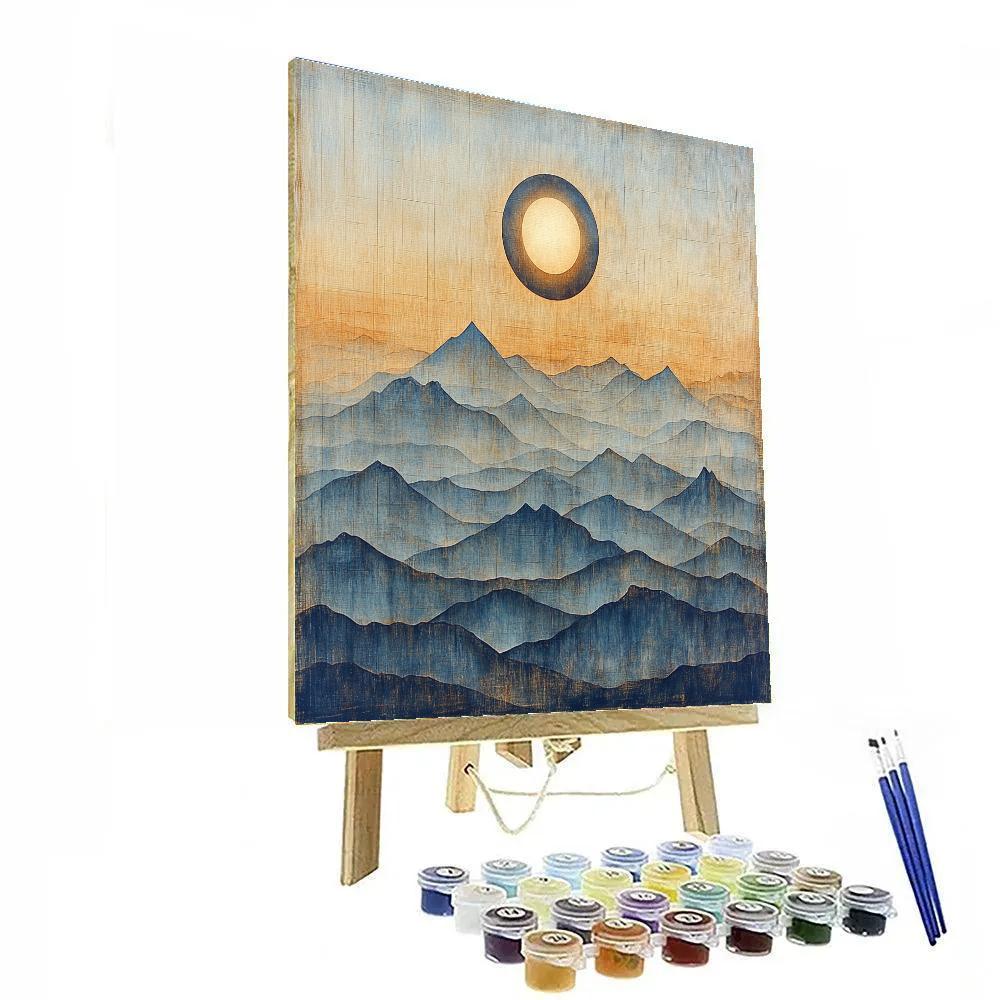 Leonardo Da Vinci Inspired Eclipse Over Silent Mountains Painting by numbers kit