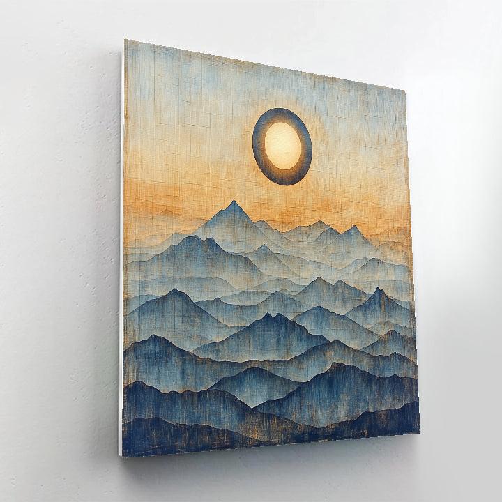 Leonardo Da Vinci Inspired Eclipse Over Silent Mountains Painting by numbers kit