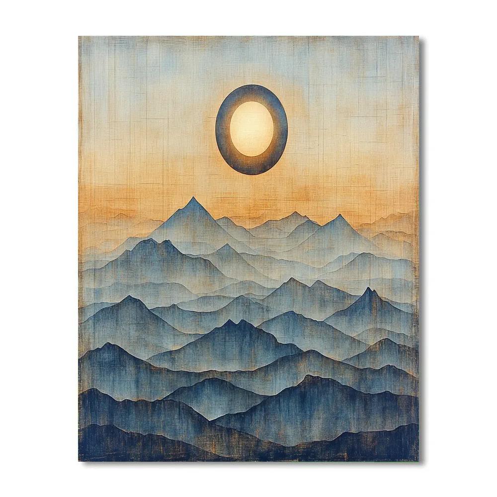 Leonardo Da Vinci Inspired Eclipse Over Silent Mountains Painting by numbers kit