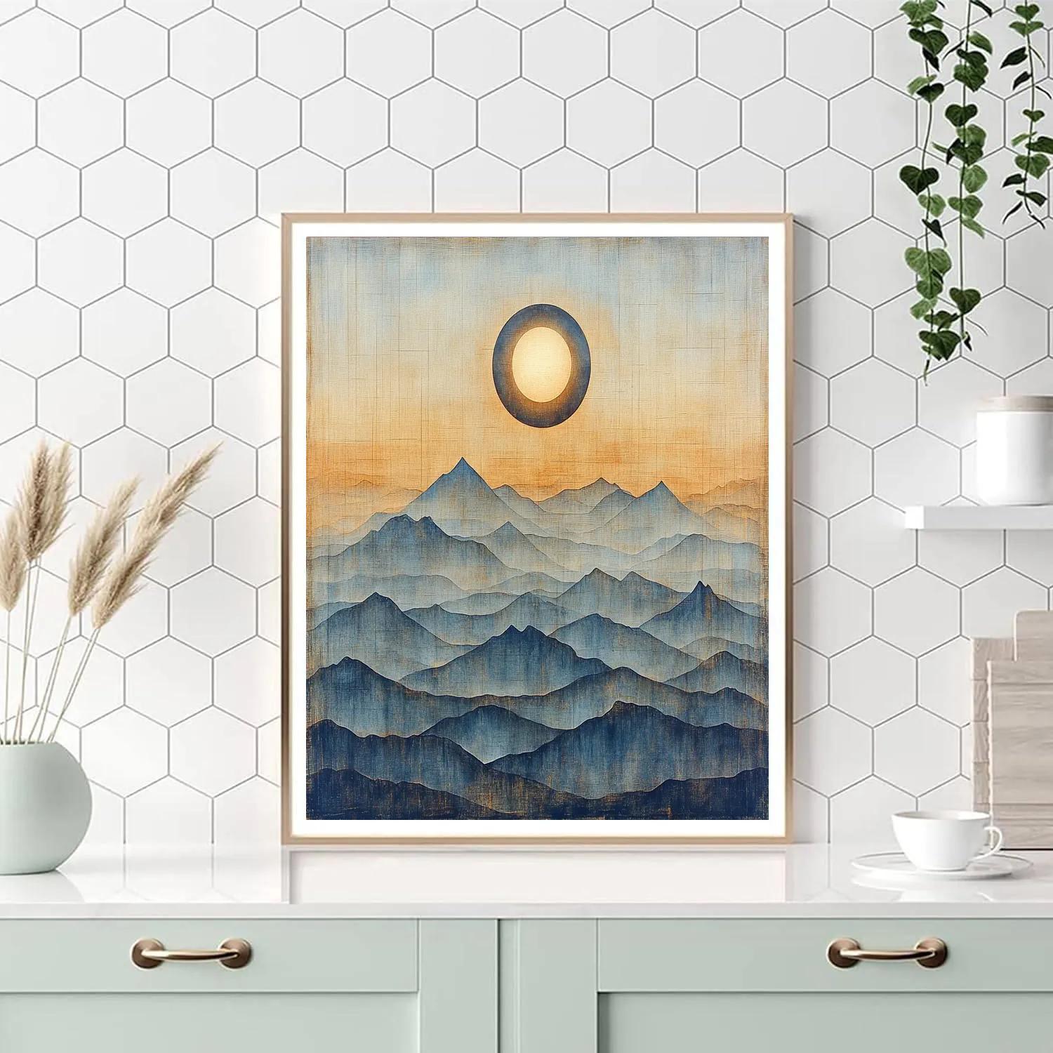 Leonardo Da Vinci Inspired Eclipse Over Silent Mountains Painting by numbers kit