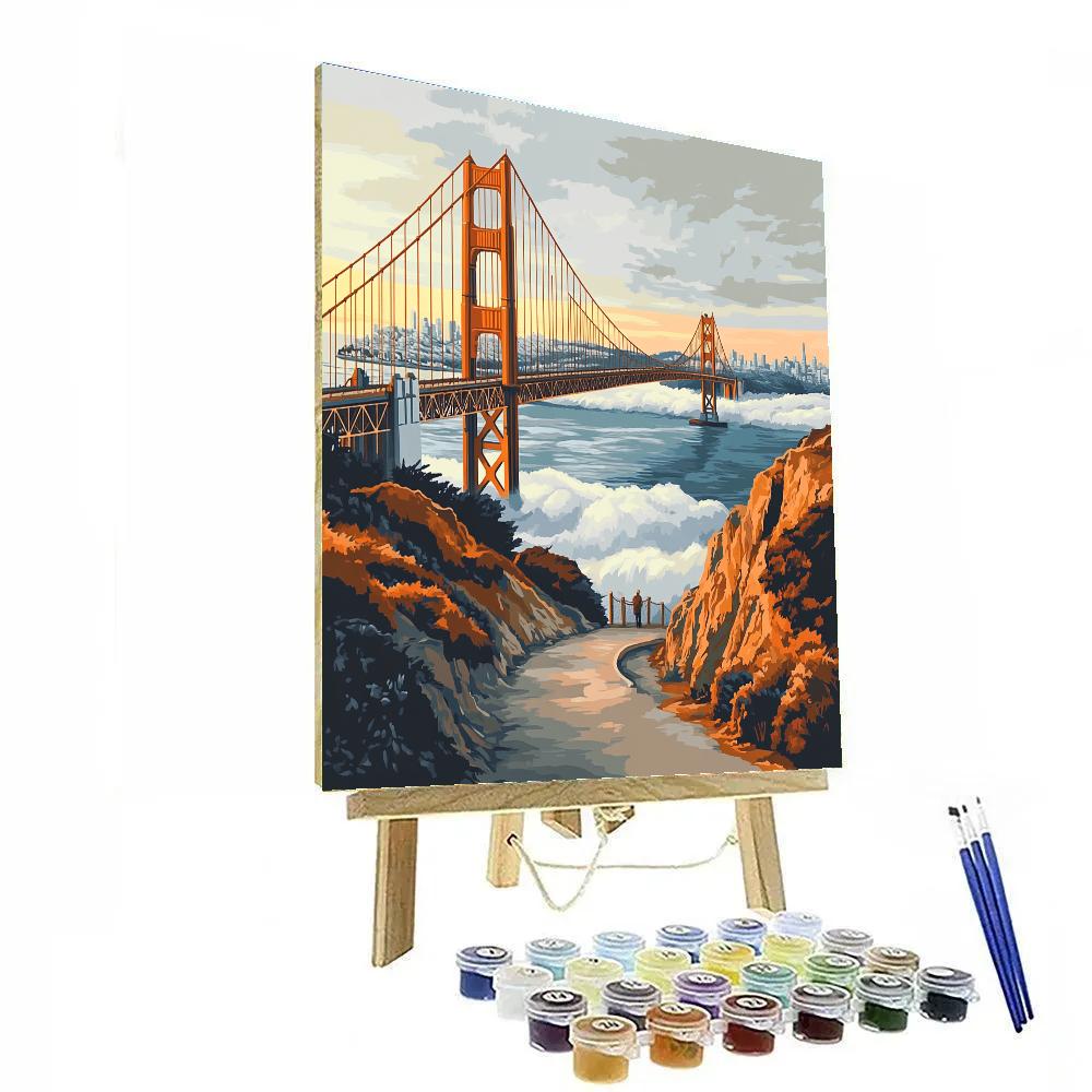 Foggy Morning At The Golden Gate Bridge Overlook San Francisco United States painting number kit