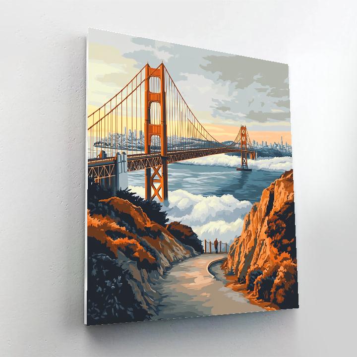 Foggy Morning At The Golden Gate Bridge Overlook San Francisco United States painting number kit