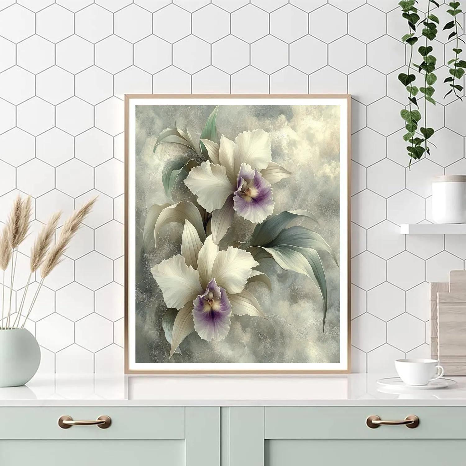 Leonardo Da Vinci Inspired Nebula Garden Of Orchids Number painting