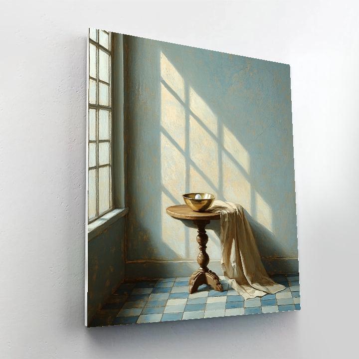 Johannes Vermeer Inspired Pearl Light On Delft Tiles And Brass Bowl Painting by numbers kit