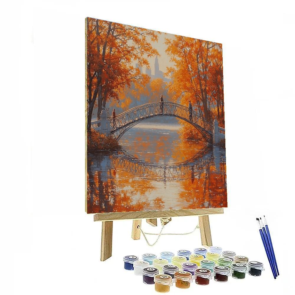 Autumn Light On Central Park Bow Bridge New York City United States paint by color