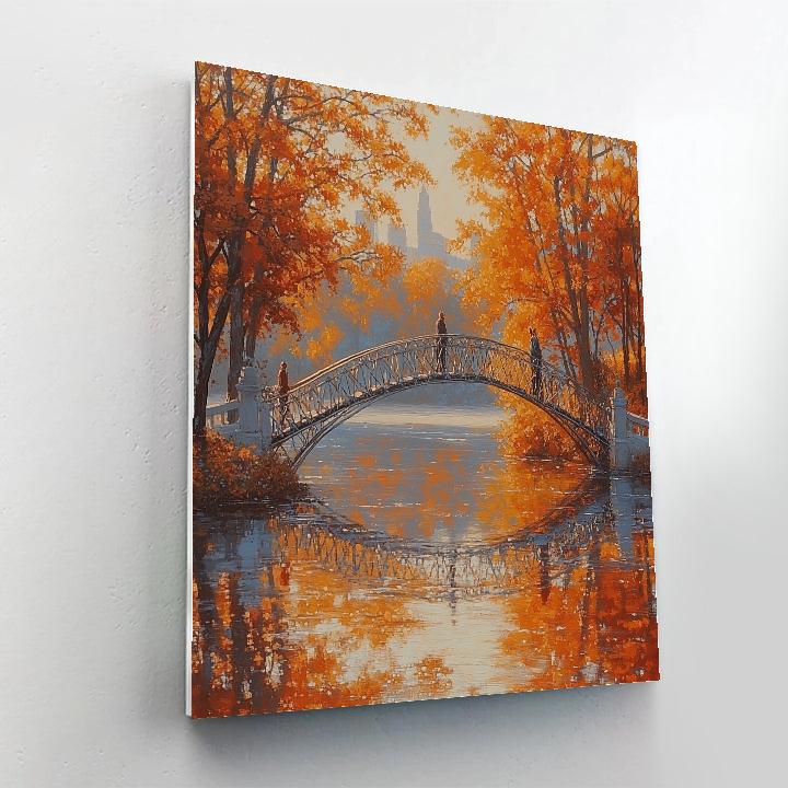 Autumn Light On Central Park Bow Bridge New York City United States paint by color