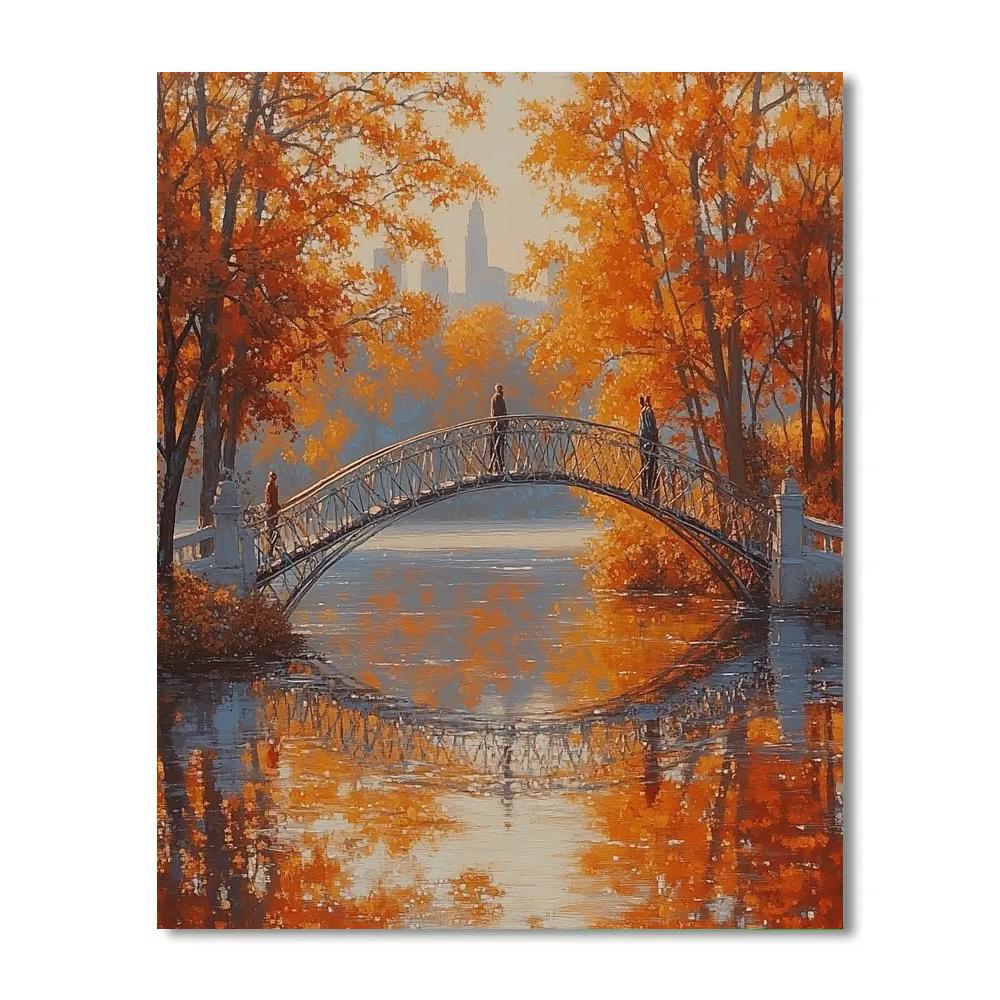 Autumn Light On Central Park Bow Bridge New York City United States paint by color