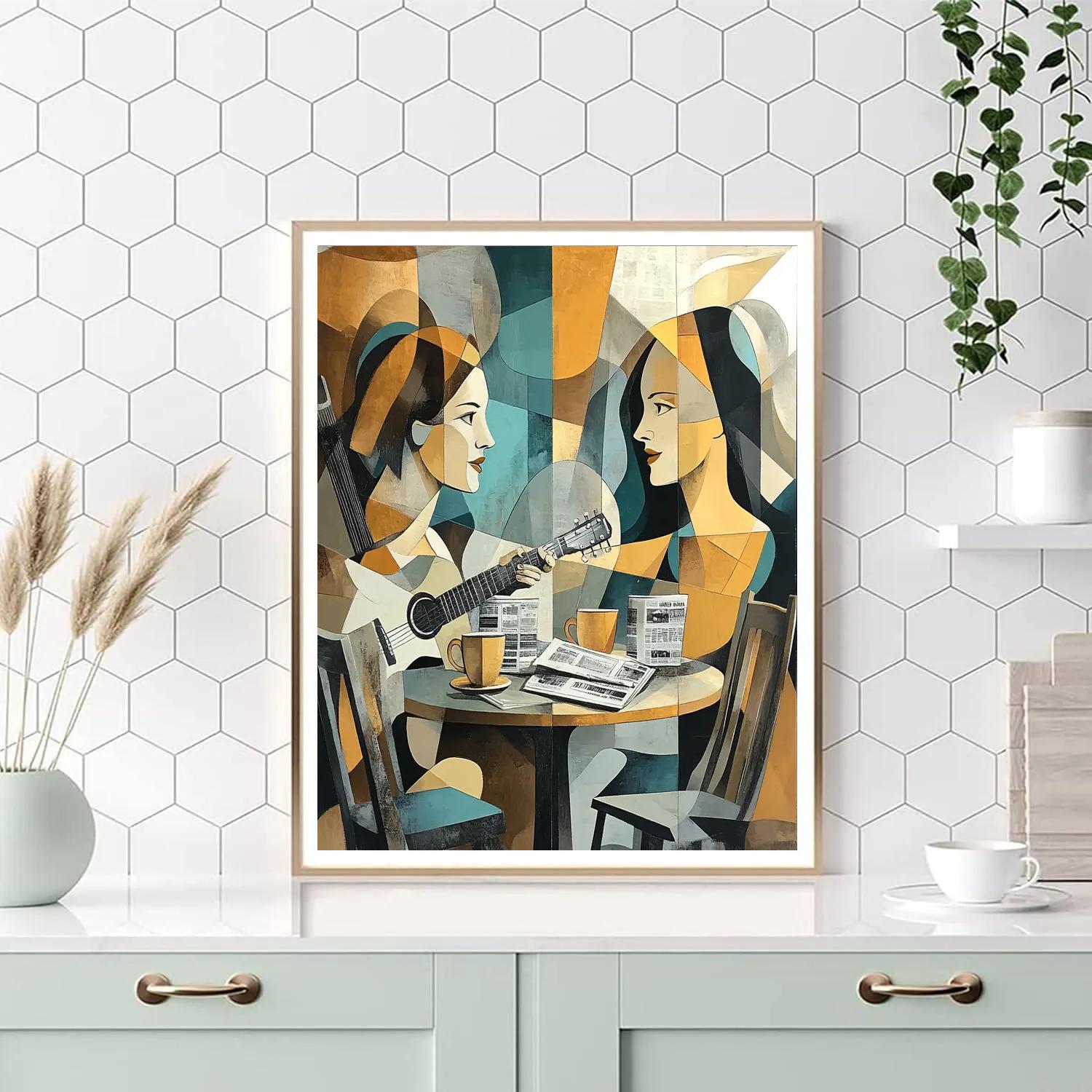 Pablo Picasso Inspired Café Friends In Cubist Dialogue Painting by numbers kit