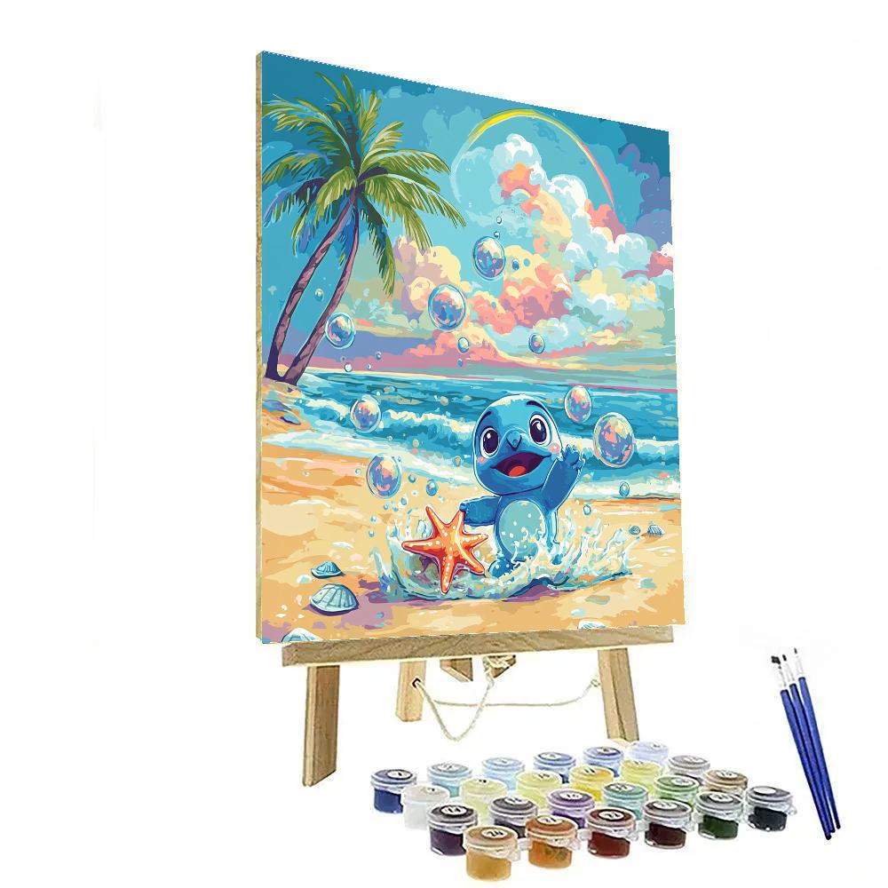 Stitch Bubble Planet Beach Day Disney Inspired Painting by numbers kit