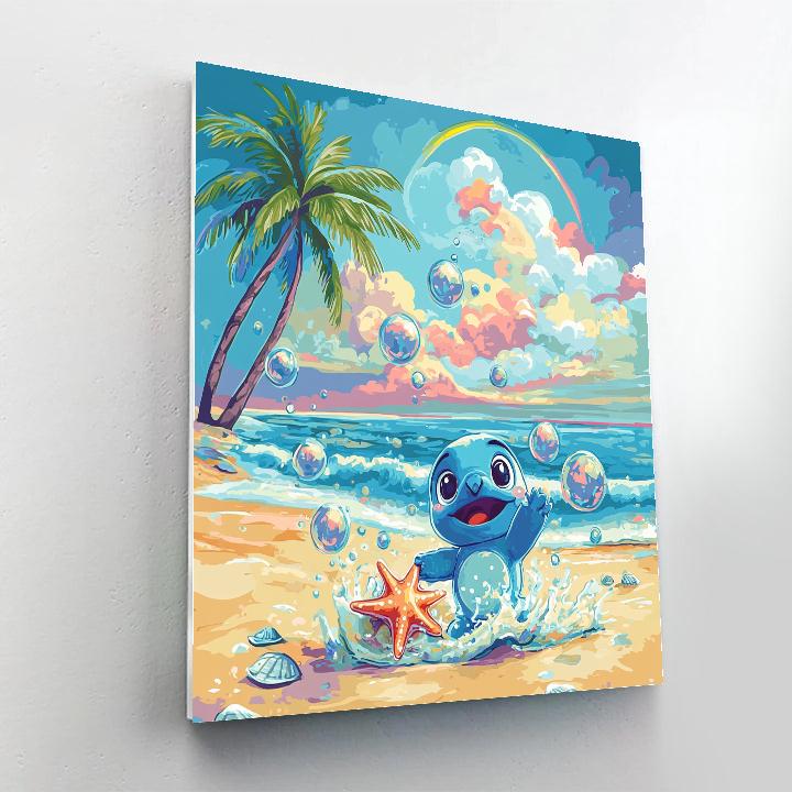 Stitch Bubble Planet Beach Day Disney Inspired Painting by numbers kit