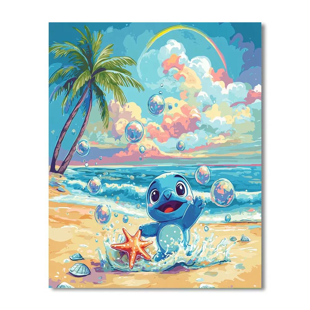 Stitch Bubble Planet Beach Day Disney Inspired Painting by numbers kit