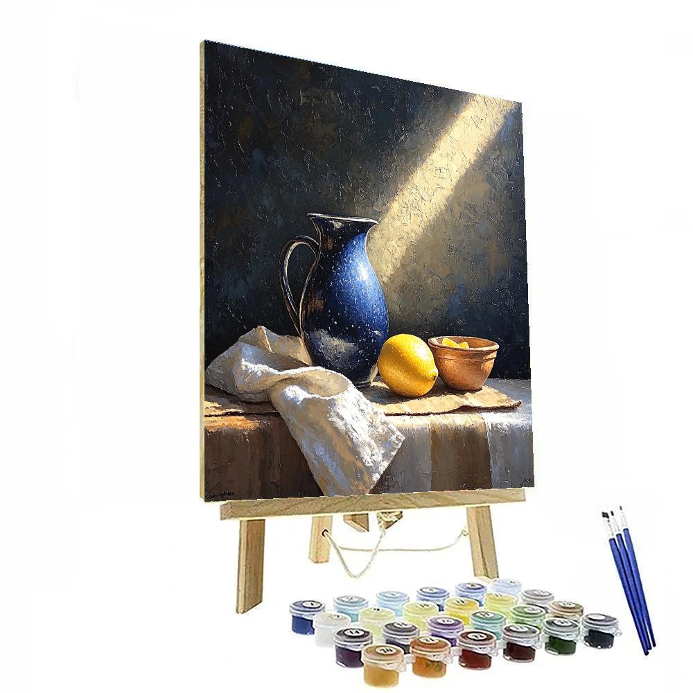 Johannes Vermeer Inspired Still Life With Lapis Jug And Lemon On Linen paint by numbers