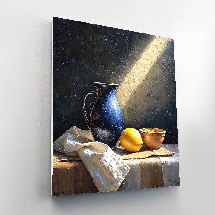 Johannes Vermeer Inspired Still Life With Lapis Jug And Lemon On Linen paint by numbers
