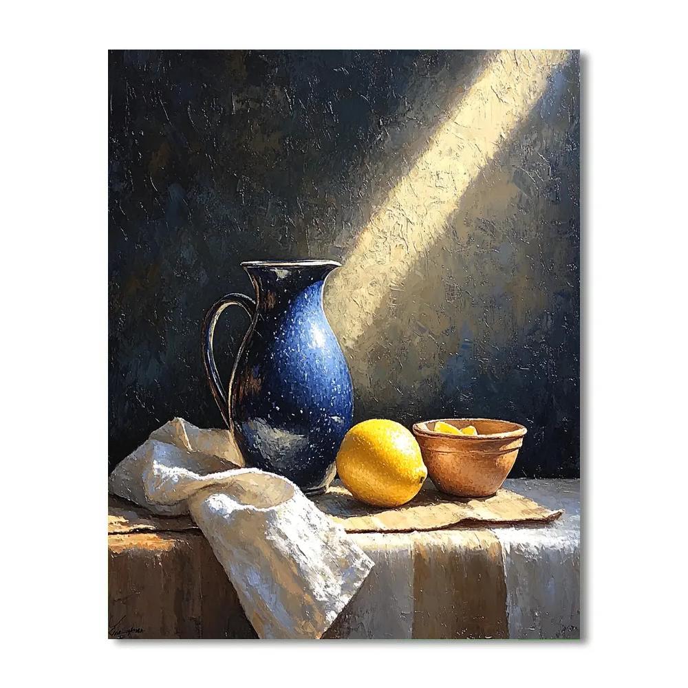 Johannes Vermeer Inspired Still Life With Lapis Jug And Lemon On Linen paint by numbers