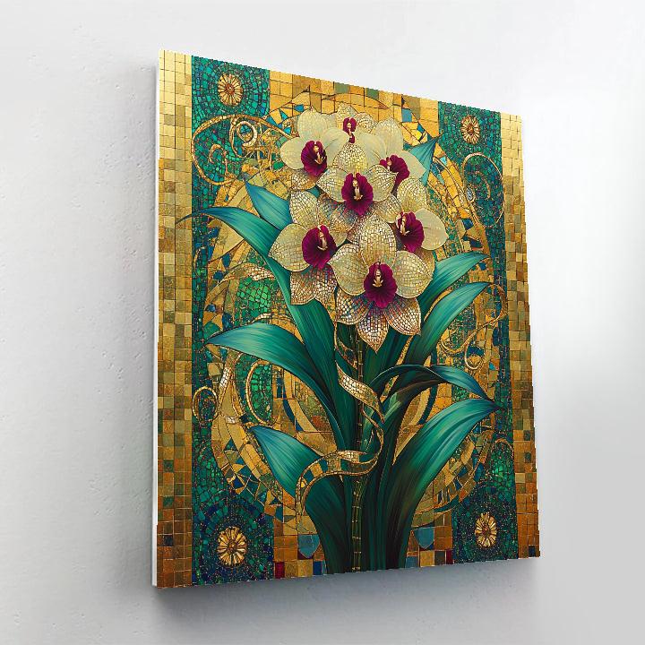 Gustav Klimt Inspired Golden Orchid Garden paint by numbers