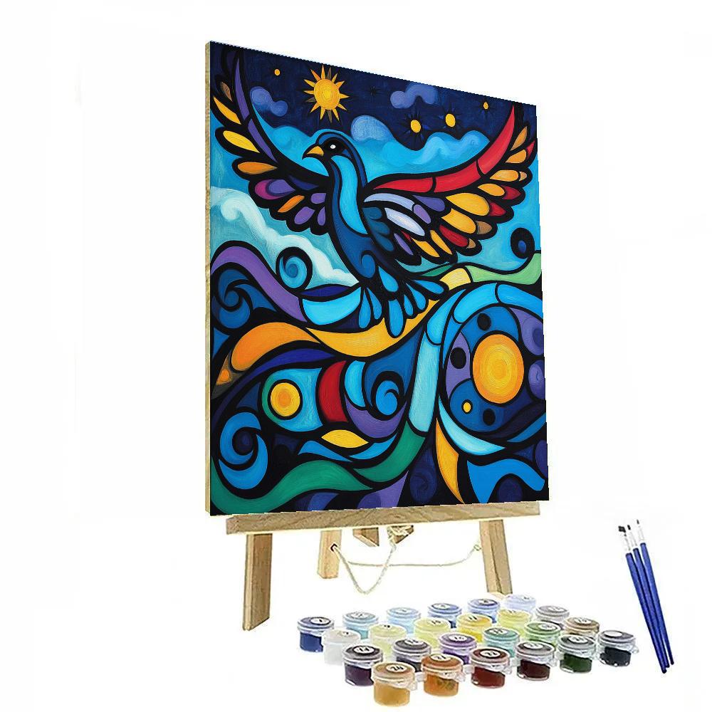 Norval Morrisseau Inspired Thunderbird Of The Aurora Currents Paint by numbers art
