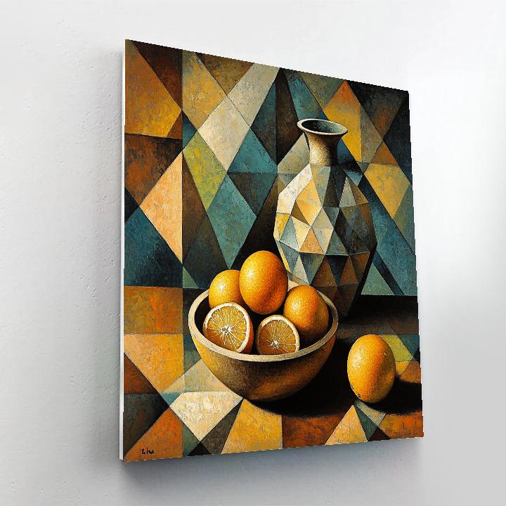 Pablo Picasso Inspired Fractured Citrus And Earthenware Still Life paint by number