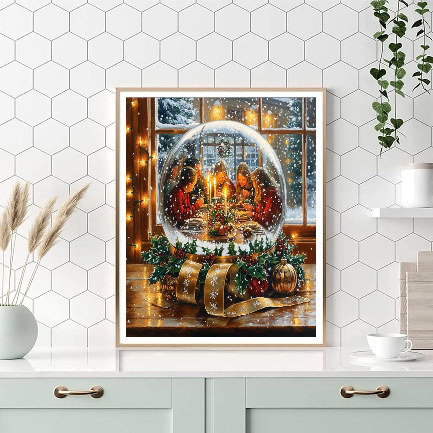 Snowglobe Supper Circle Painting by numbers kit