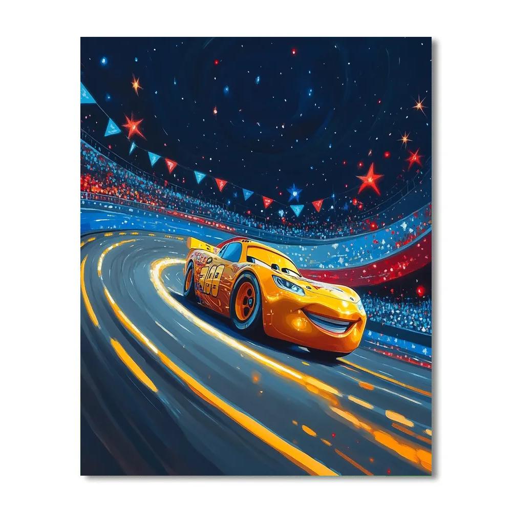 Lightning McQueen Cosmic Raceway Practice Disney Inspired Paint by numbers kits
