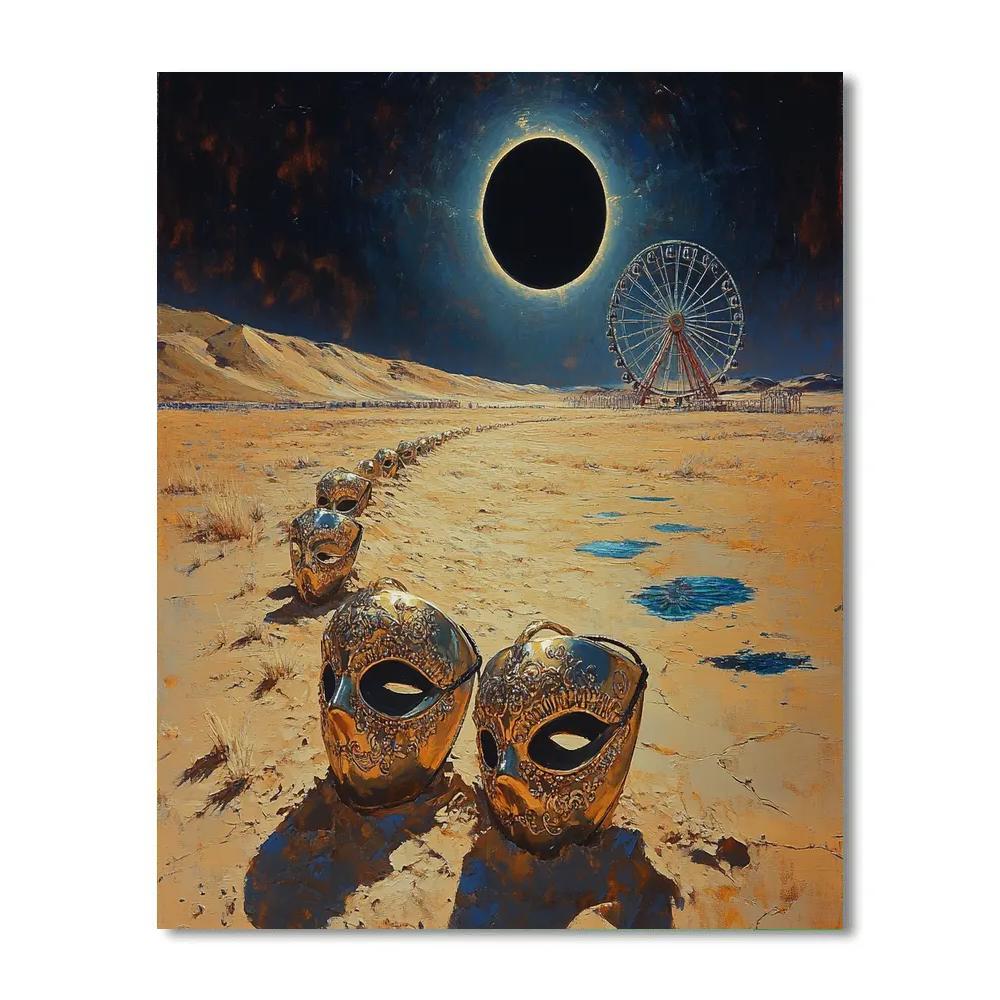 Salvador Dali Inspired Desert Eclipse Carnival paint by color