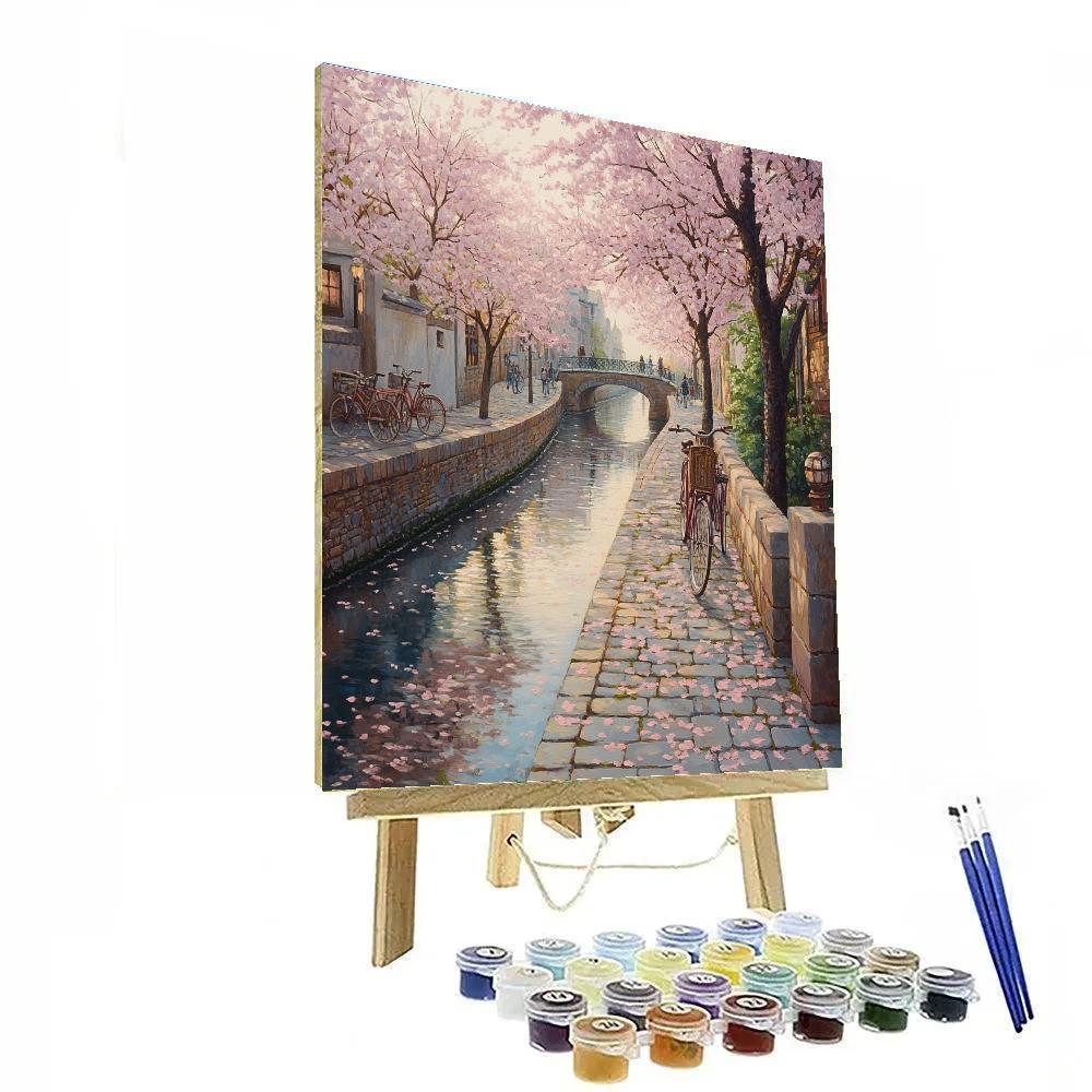 Sakura Season Along The Philosopher Path Kyoto Japan paint by number