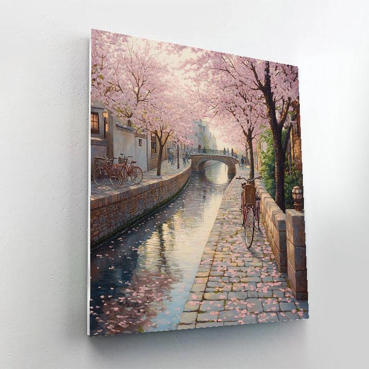 Sakura Season Along The Philosopher Path Kyoto Japan paint by number