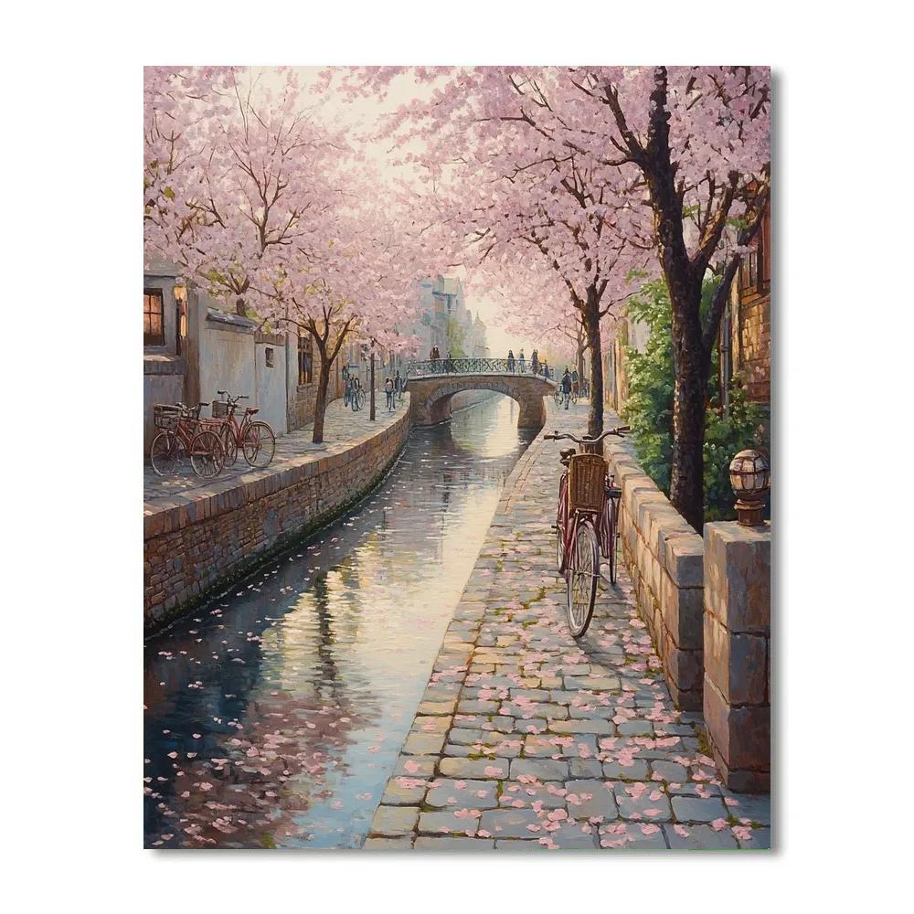 Sakura Season Along The Philosopher Path Kyoto Japan paint by number