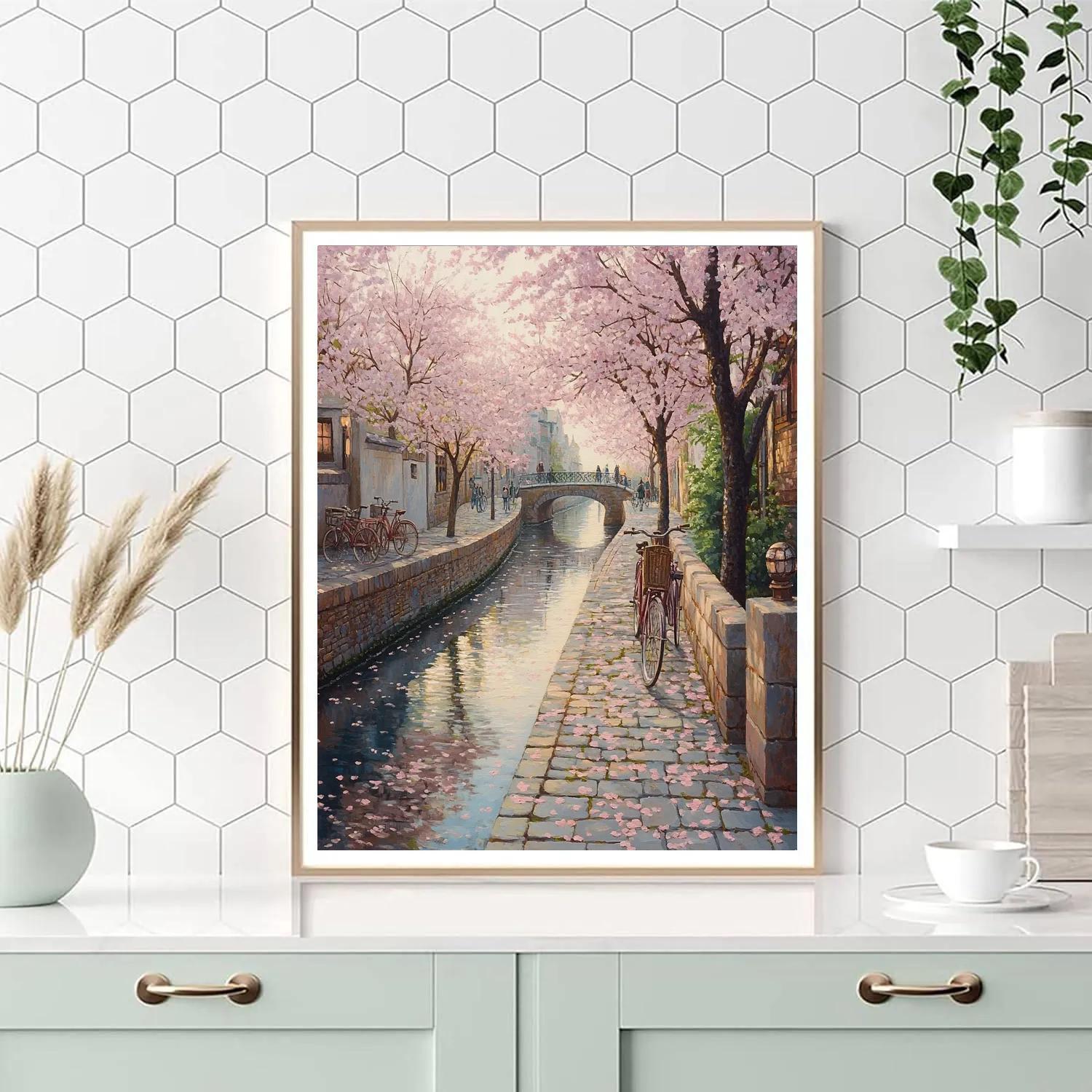 Sakura Season Along The Philosopher Path Kyoto Japan paint by number
