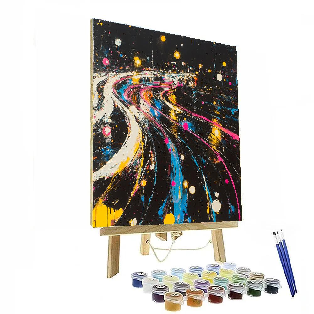 Jackson Pollock Inspired Citylights After Rain paint by color