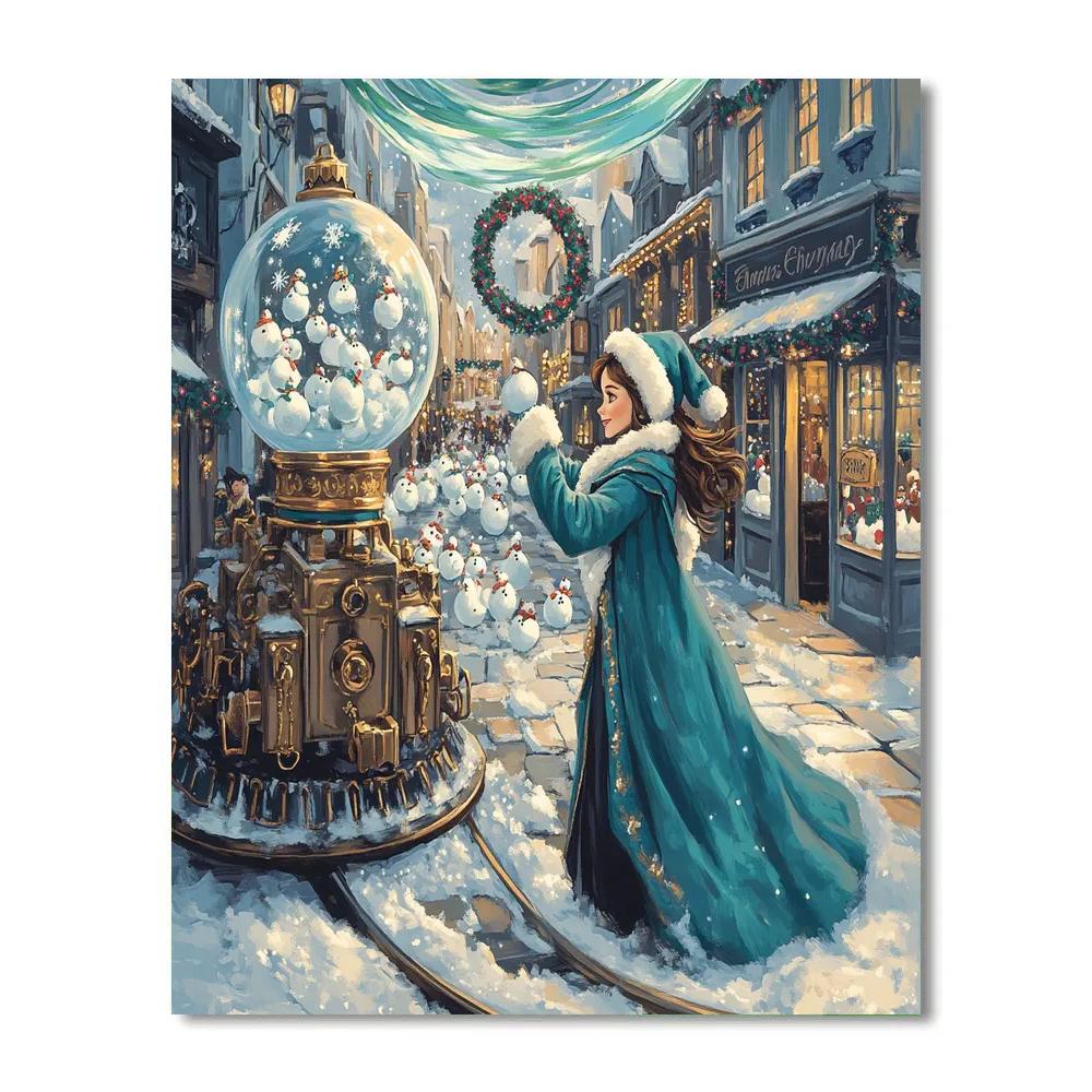 Aurora Borealis Snowglobe Parade Street DIY paint by numbers