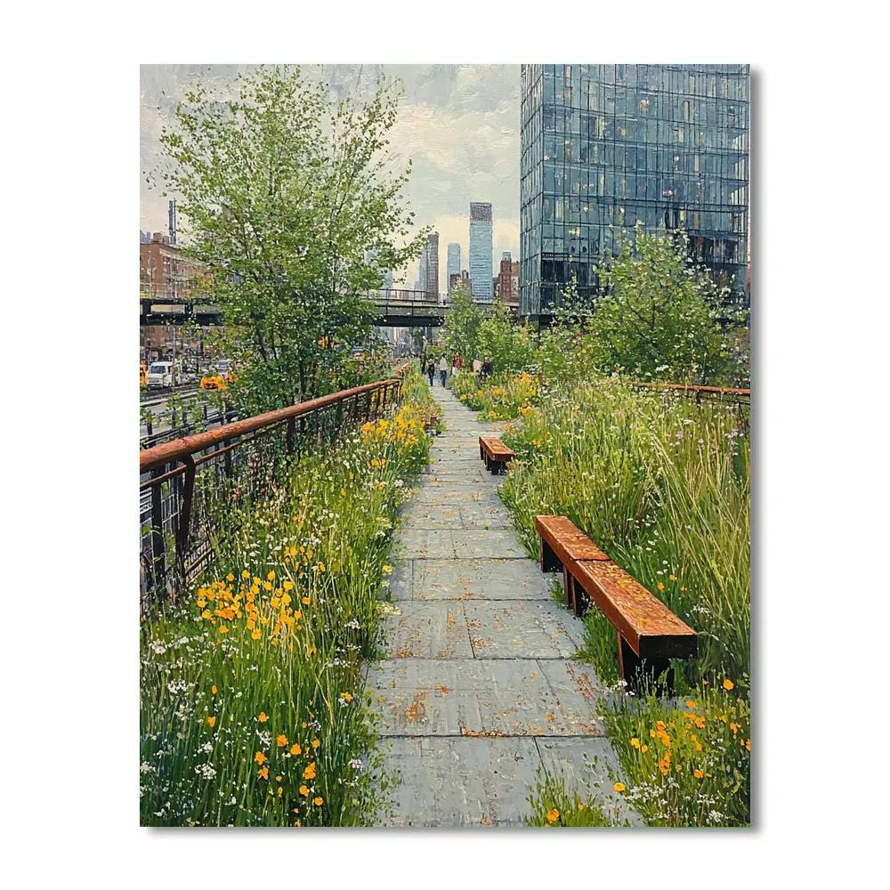 Steel Forest At The High Line Overpass New York City United States Paint by numbers art