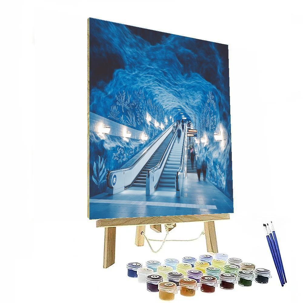 Blue Metro Cavern At T Centralen Station Stockholm Sweden Paint by numbers art
