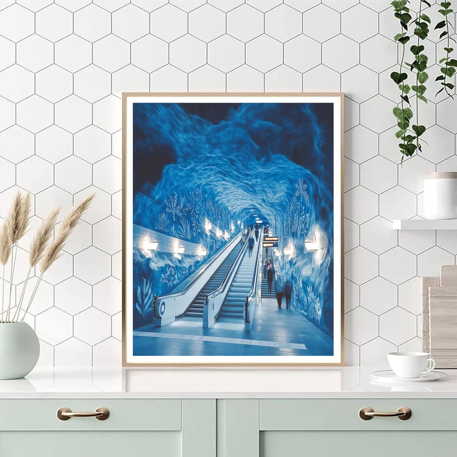 Blue Metro Cavern At T Centralen Station Stockholm Sweden Paint by numbers art