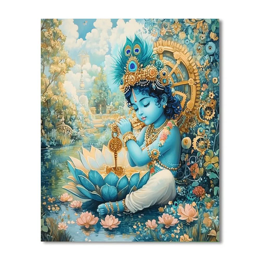 Krishna And The Lotus Clockwork Garden Numbered painting kits