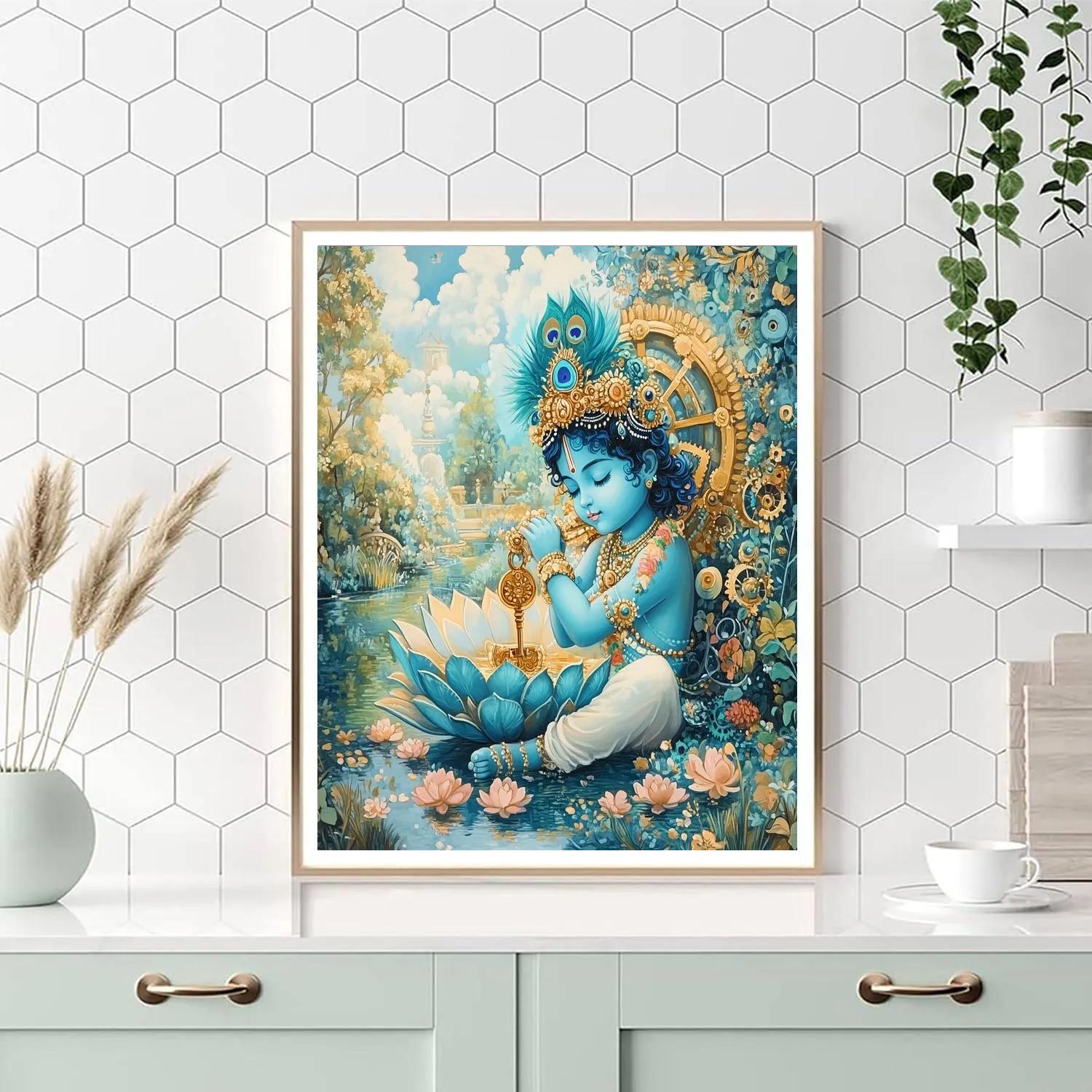 Krishna And The Lotus Clockwork Garden Numbered painting kits