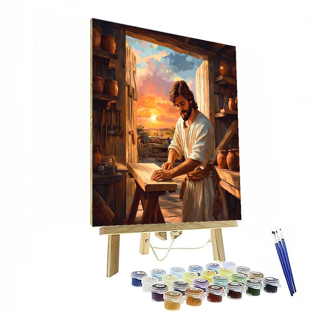 Carpenter Workshop With Jesus At Dawn Paint by numbers art