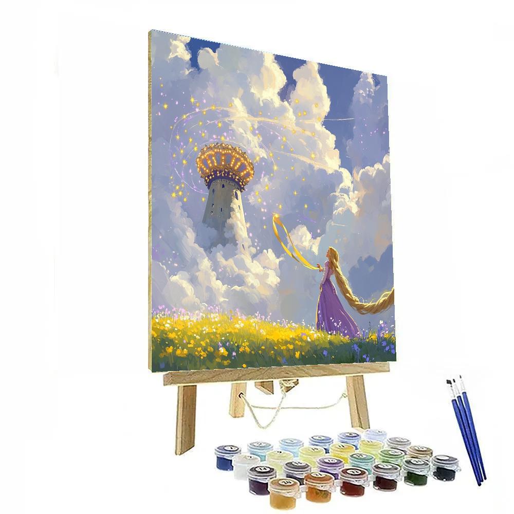 Rapunzel Tower Cloud Carousel Disney Inspired Number painting