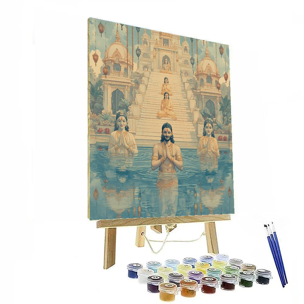 River Temple With Brahma In Quiet Reflection Paint by numbers kits