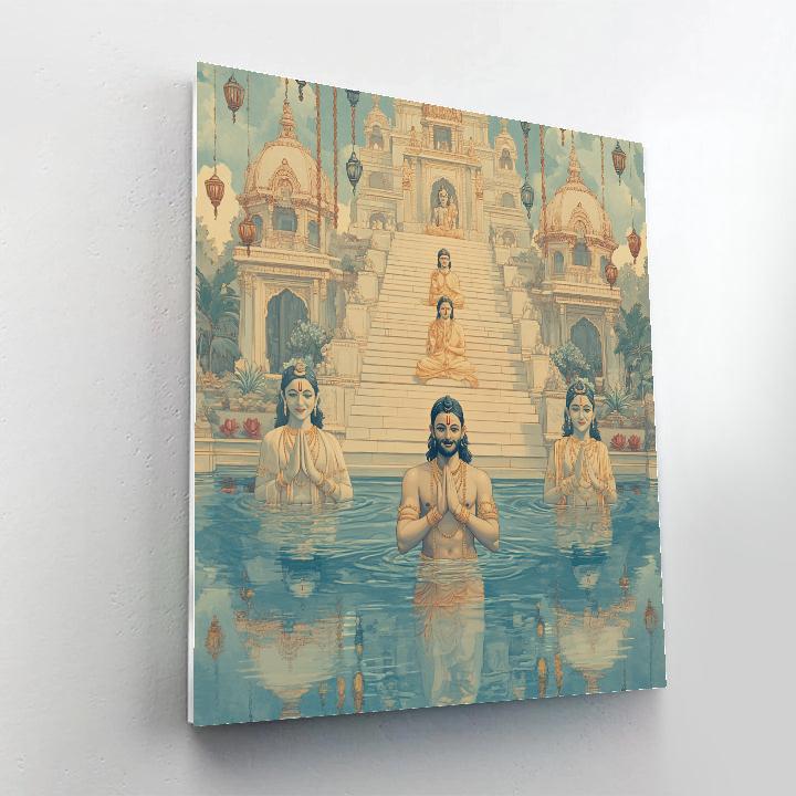 River Temple With Brahma In Quiet Reflection Paint by numbers kits
