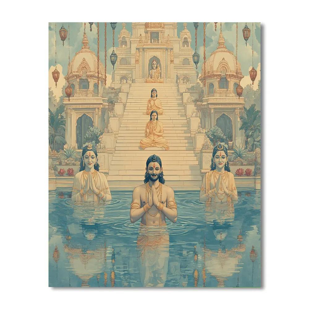 River Temple With Brahma In Quiet Reflection Paint by numbers kits