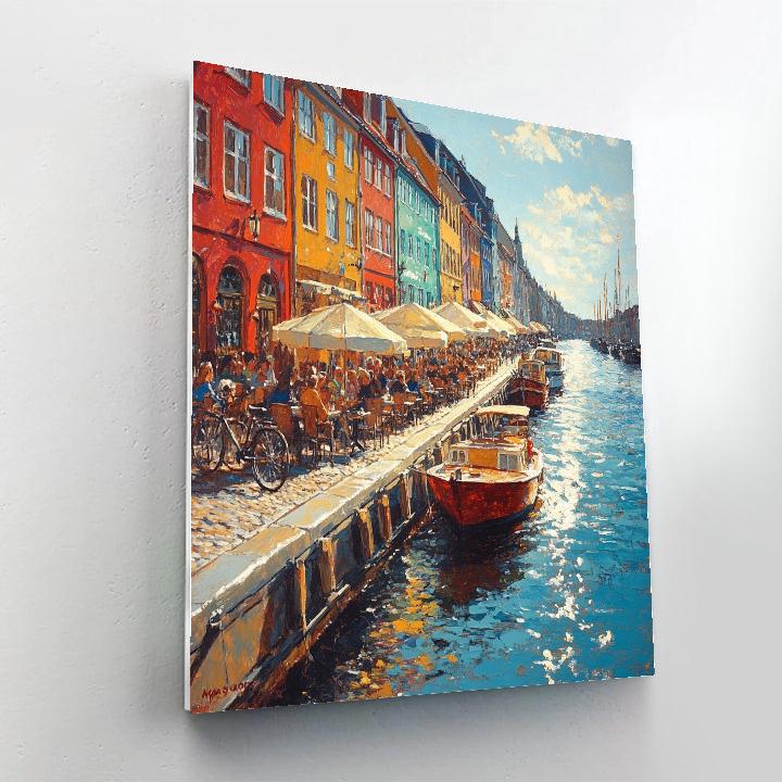 Canal Side Cafes On Nyhavn Copenhagen Denmark Painting by numbers kit