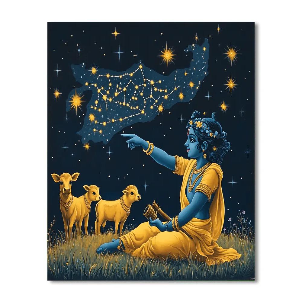 Krishna In The Constellation Cowherd Map paint by numbers