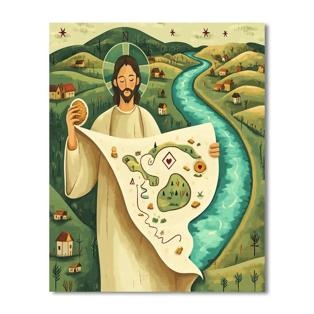 Pilgrim Road Map With Jesus In The Center Paint by numbers kits