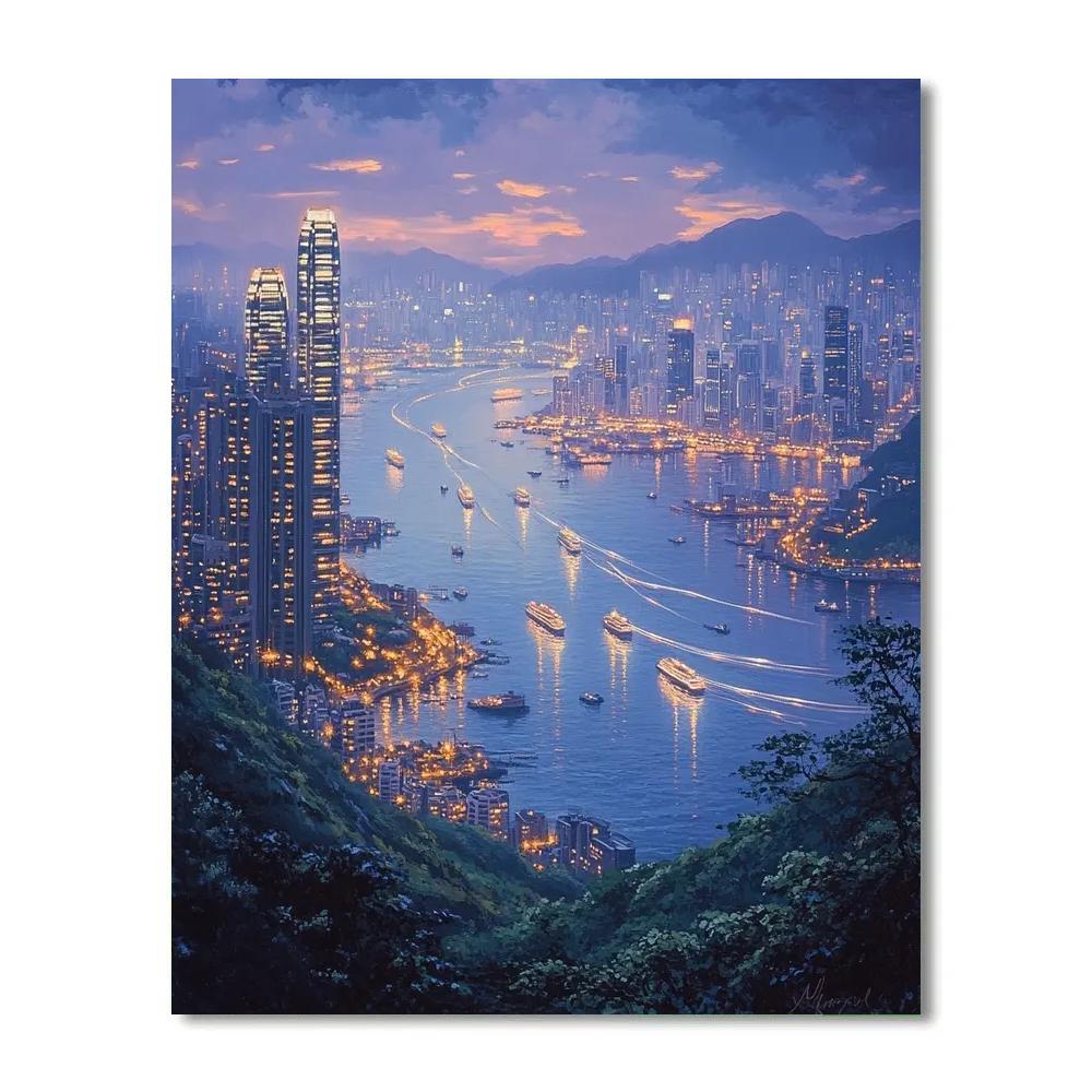 Twilight Panorama From Victoria Peak Hong Kong China Paint by numbers kits