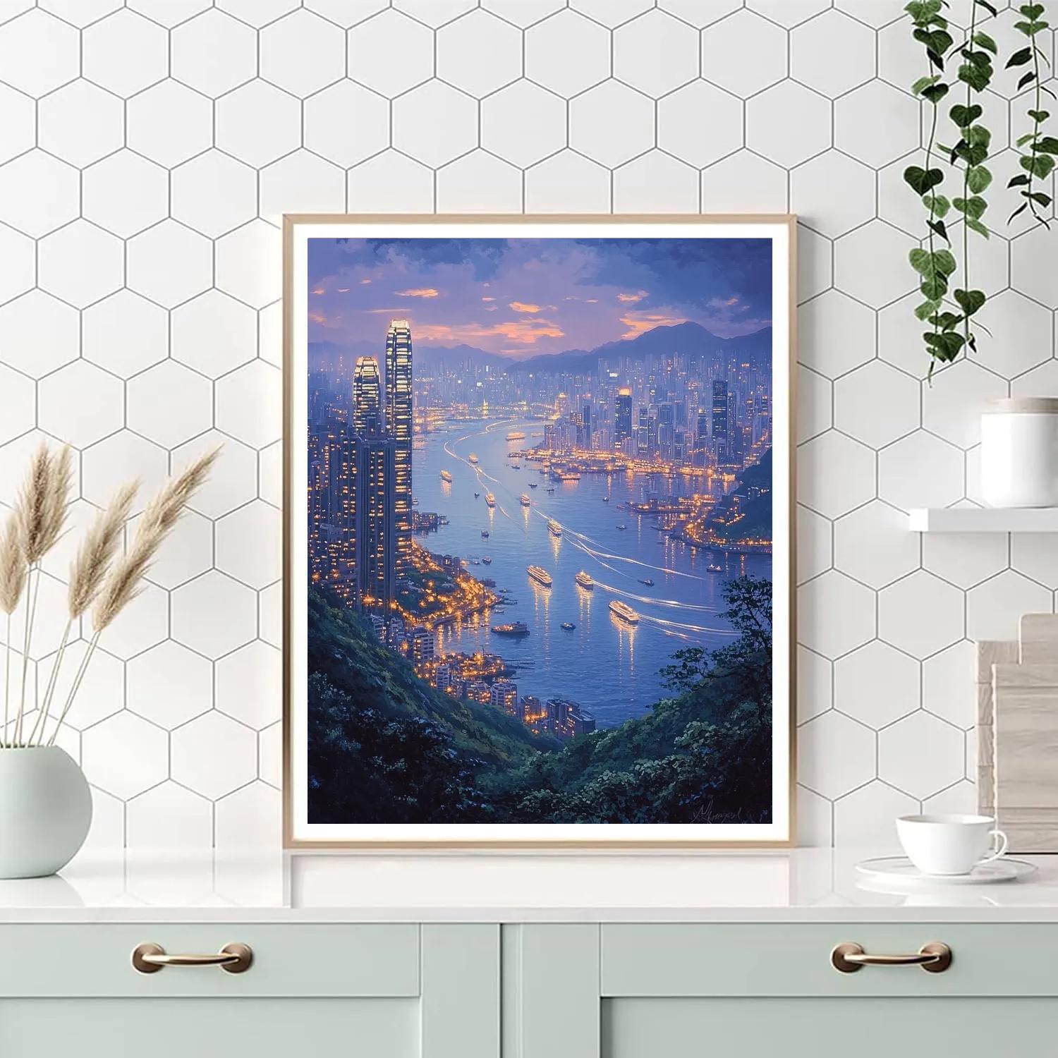 Twilight Panorama From Victoria Peak Hong Kong China Paint by numbers kits