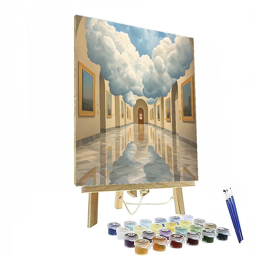René Magritte Inspired Cloud Filled Museum Hall DIY paint by numbers