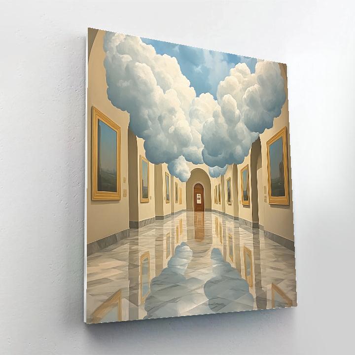 René Magritte Inspired Cloud Filled Museum Hall DIY paint by numbers