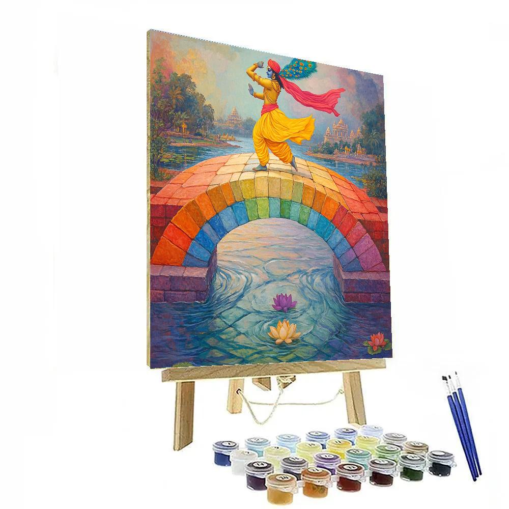 Krishna And The Rainbow Yamuna Bridge painting number kit