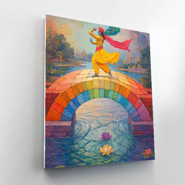 Krishna And The Rainbow Yamuna Bridge painting number kit